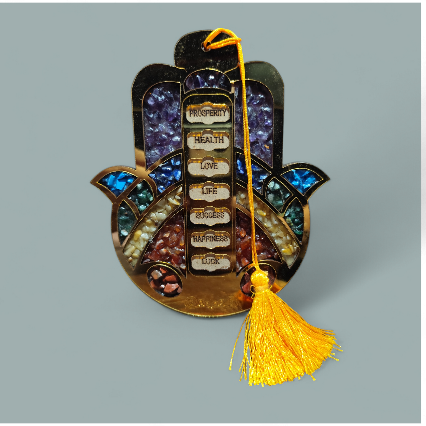 Seven Chakra Hamsa Hand Amulet