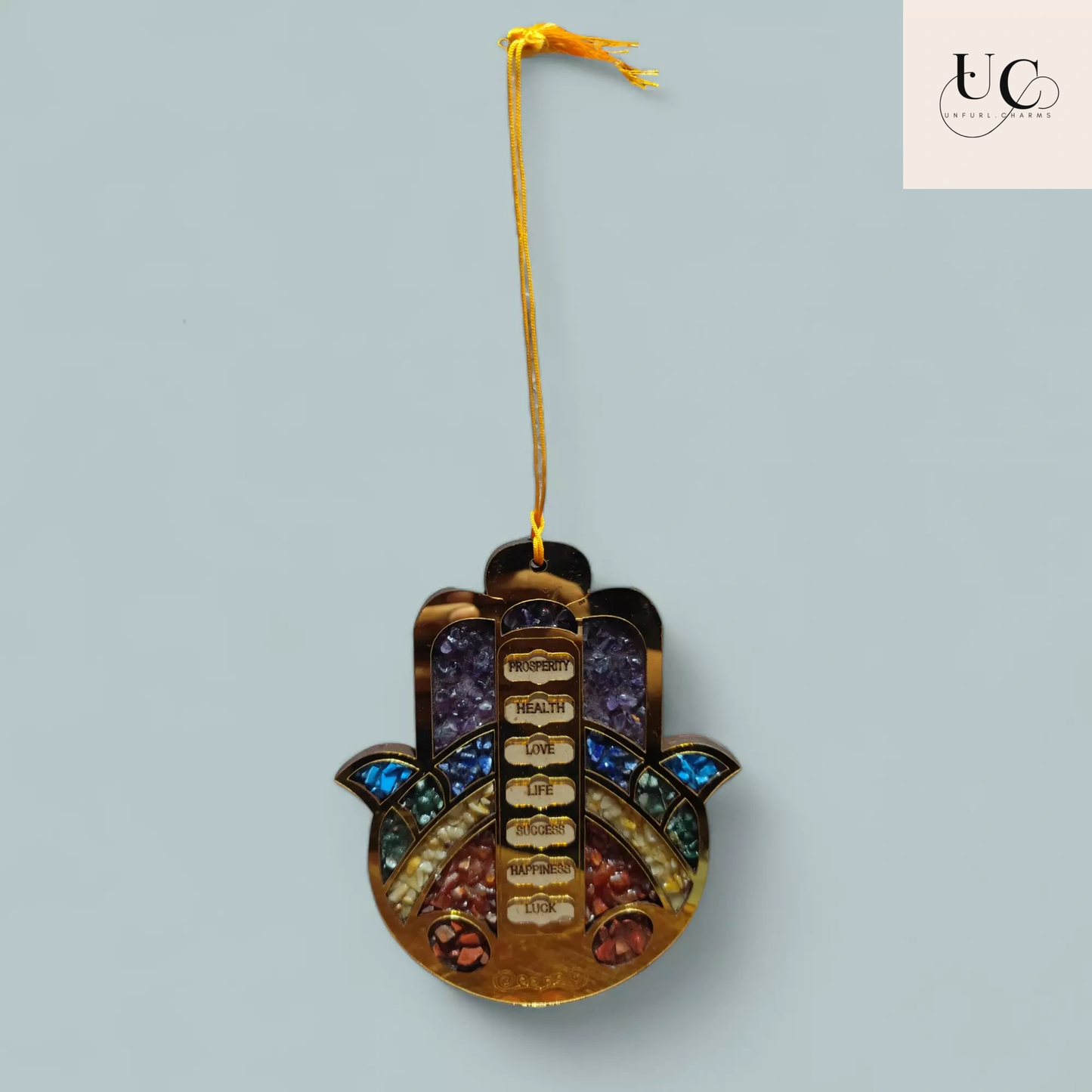 Seven Chakra Hamsa Hand Amulet