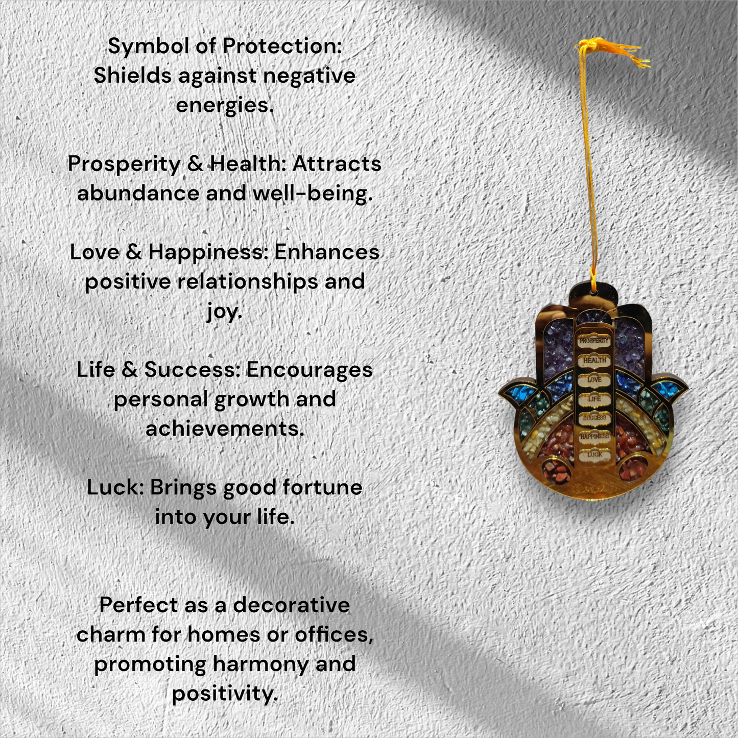 Seven Chakra Hamsa Hand Amulet