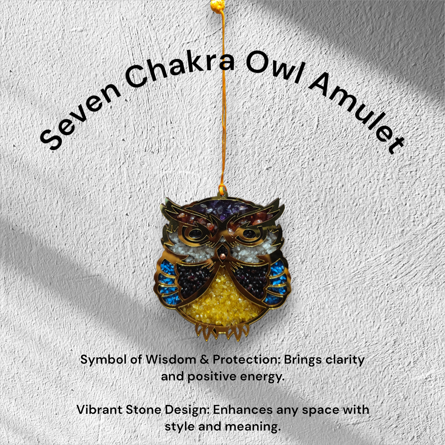 Seven Chakra Wisdom Owl Amulet