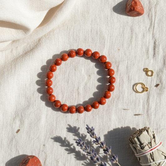 Red beaded bracelet for courage and success and balancing root chakra